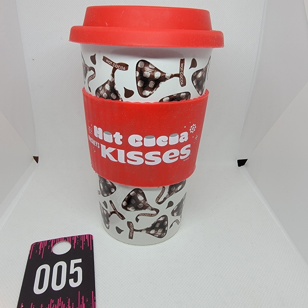 Hershey Kisses glass cup with rubber grip and lid
